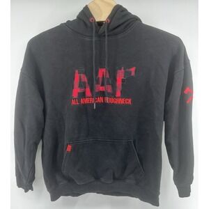 All American Roughneck Hoodie Mens XXL 2XL Black Red Buffalo Plaid Fading